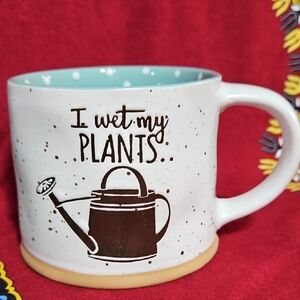 Spectrum Designz "I Wet My Plants" Humorous Coffee Mug Speckled Teal Polka Dot